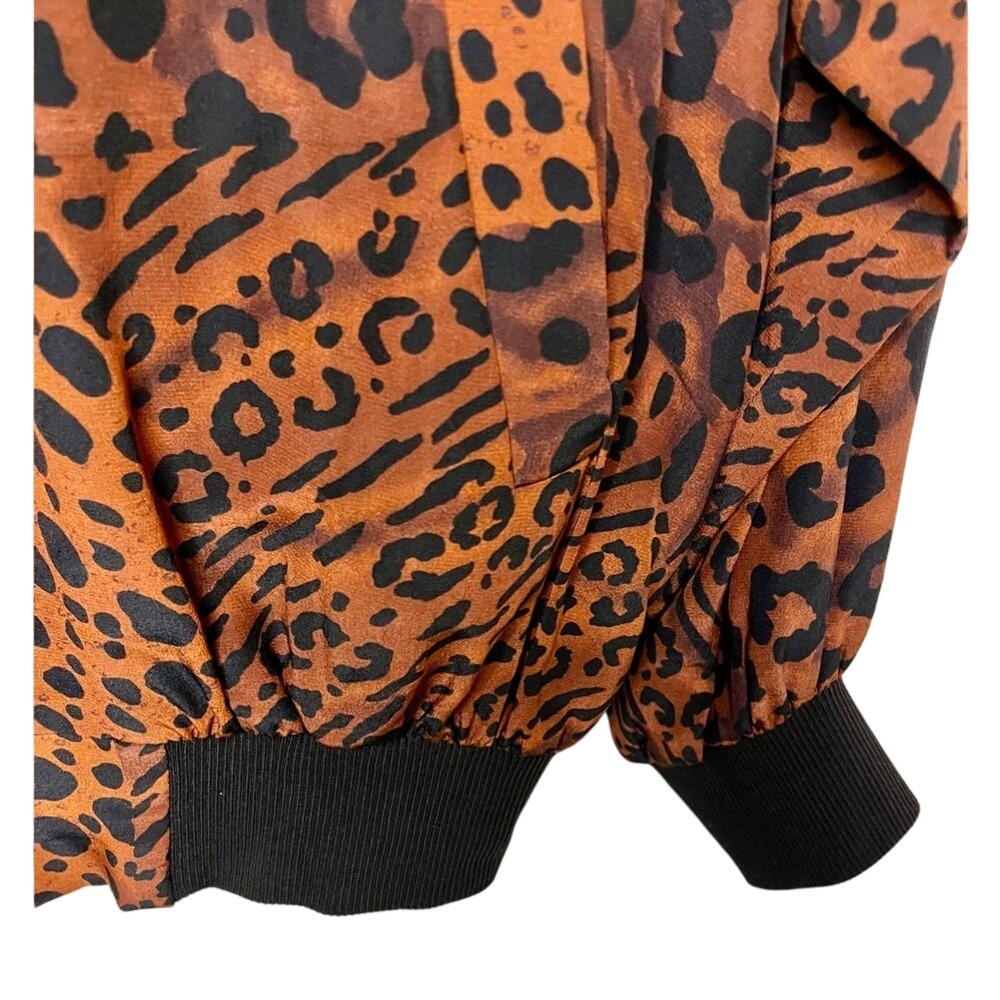 Neiman Marcus 100% Silk Animal Print Bomber Jacket Size Small Vintage Luxe - Picture 6 of 9